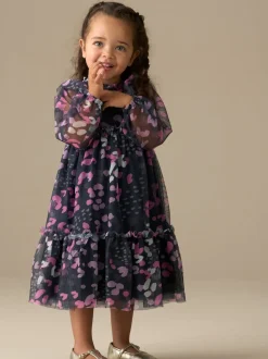 Angel & Rocket Blue Cara Print Mesh Dress