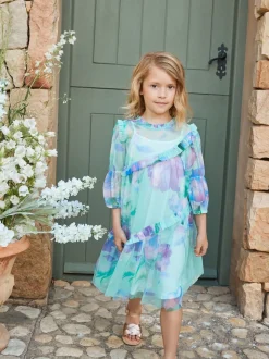 Angel & Rocket Blue Cara Printed Swing Mesh Dress