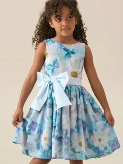 Angel & Rocket Blue Elisa Print Bow Back Dress