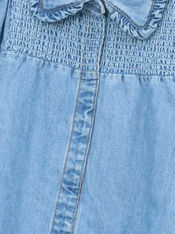 Angel & Rocket Blue Harper Shirred Denim Shirt Dress