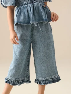 Angel & Rocket Blue Orla Blue Denim Frill Hem Trousers
