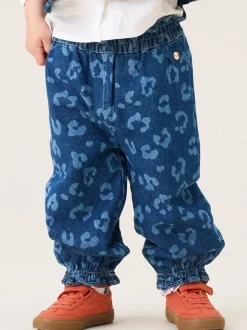 Angel & Rocket Blue Petra Leopard Print Denim Trousers