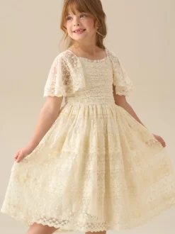 Angel & Rocket Cream Annabelle Vintage Lace Mesh Dress