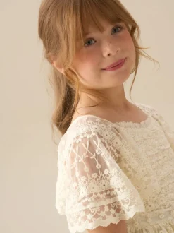 Angel & Rocket Cream Annabelle Vintage Lace Mesh Dress