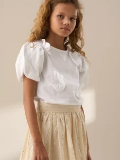 Angel & Rocket Cream Ellie Metallic Stripe Skort