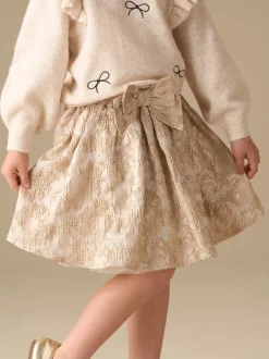 Angel & Rocket Cream Etta Metallic Jacquard Skirt