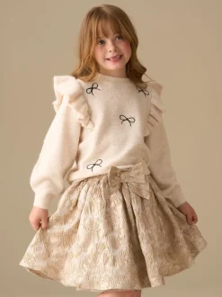 Angel & Rocket Cream Etta Metallic Jacquard Skirt