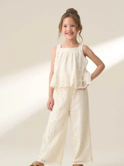 Angel & Rocket Cream Kinsley Jersey Crochet Top