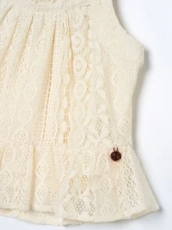 Angel & Rocket Cream Kinsley Jersey Crochet Top