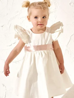 Angel & Rocket Cream Sylvie Sateen Sash Bow Dress