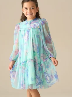 Angel & Rocket Green Beatrice Mesh Frill Dress