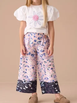 Angel & Rocket Light Pink Fleur Printed Wide Leg Trousers