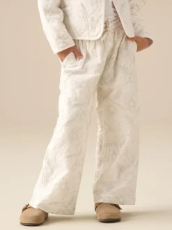 Angel & Rocket Natural Aurora Floral Embroidered Tie Waist Trousers