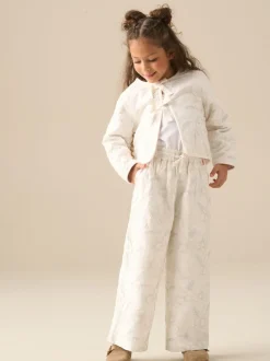 Angel & Rocket Natural Aurora Floral Embroidered Tie Waist Trousers