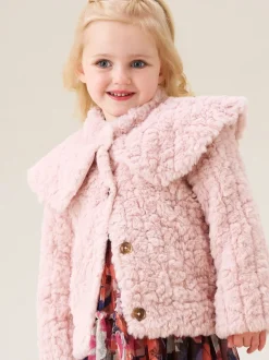 Angel & Rocket Pink Cecile Faux Fur Cape Collar Coat