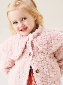 Angel & Rocket Pink Cecile Faux Fur Cape Collar Coat
