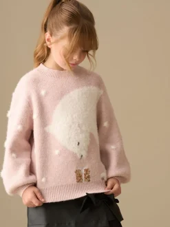 Angel & Rocket Pink Izzy Polar Bear Knitted Jumper