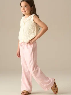 Angel & Rocket Pink Sarah Palm Print Tie Waist Trousers
