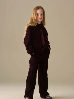 Angel & Rocket Red Chloe Velvet Wide Leg Trousers