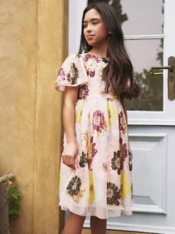 Angel & Rocket White Verity Flower Sequin Dress