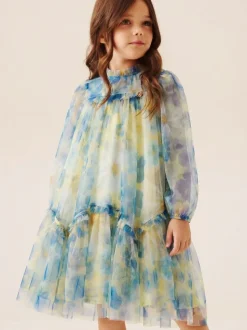 Angel & Rocket Yellow Beatrice Mesh Frill Dress