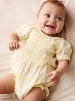 Angel & Rocket Yellow Etta Shirred Rompersuits