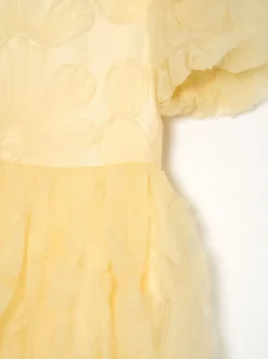 Angel & Rocket Yellow Francine Embellished Puff Sleeve Dress