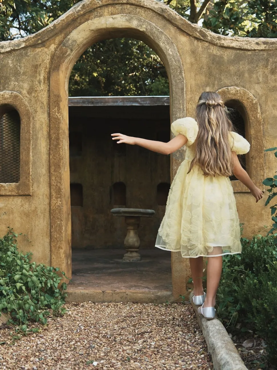 Angel & Rocket Yellow Francine Embellished Puff Sleeve Dress