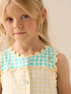 Angel & Rocket Yellow Ginny Pastel Gingham Bow Waist Dress
