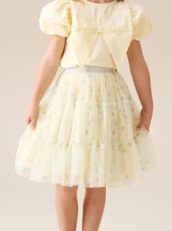 Angel & Rocket Yellow Mae Floral Print Mesh Skirt