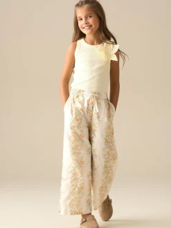 Angel & Rocket Yellow Primrose Floral Print Tie Waist Trousers