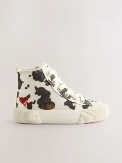 Animal Cow Print Standard Fit (F) High Top Trainers