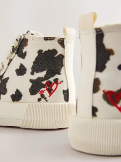 Animal Cow Print Standard Fit (F) High Top Trainers