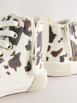 Animal Cow Print Standard Fit (F) High Top Trainers