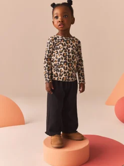 Animal Leopard Print Cotton Rich Long Sleeve Rib T-Shirt (3mths-7yrs)