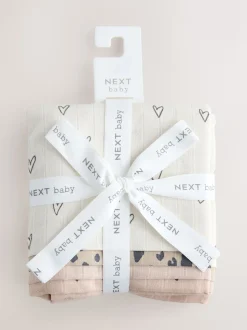 Animal Print Baby Muslin Cloths 4 Pack