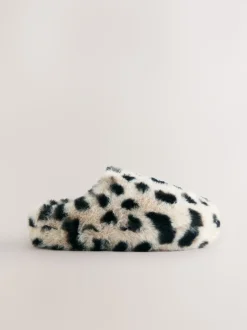 Animal Print Faux Fur Mule Slippers