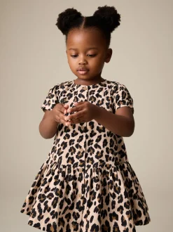 Animal Print Short Sleeve Cotton Dress (3mths-8yrs)