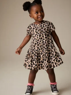 Animal Print Short Sleeve Cotton Dress (3mths-8yrs)