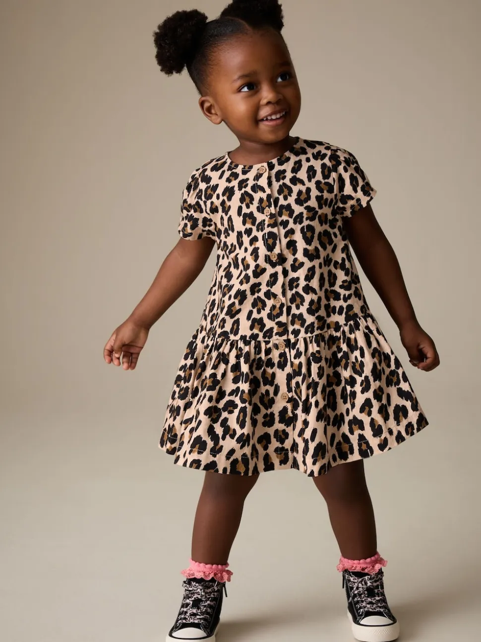 Animal Print Short Sleeve Cotton Dress (3mths-8yrs)
