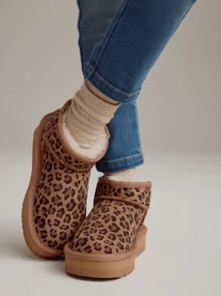 Animal Print Standard Fit (F) Flatform Mini Warm Lined Water Repellent Suede Pull-On Boots