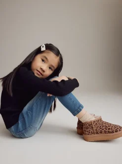 Animal Print Standard Fit (F) Flatform Mini Warm Lined Water Repellent Suede Pull-On Boots