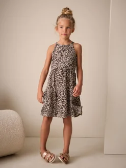 Animal Strappy Crinkle Summer Dress (3-16yrs)