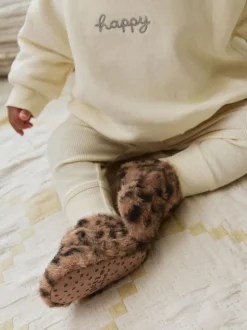 Animal Tan Brown Baby Cosy Touch Fasten Boots (0-18mths)