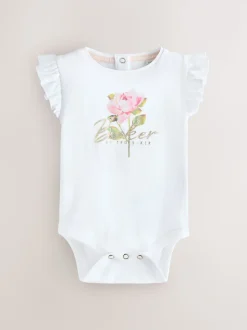 Baker by Ted Baker 2 Pack White/Pink Frill Bodysuits