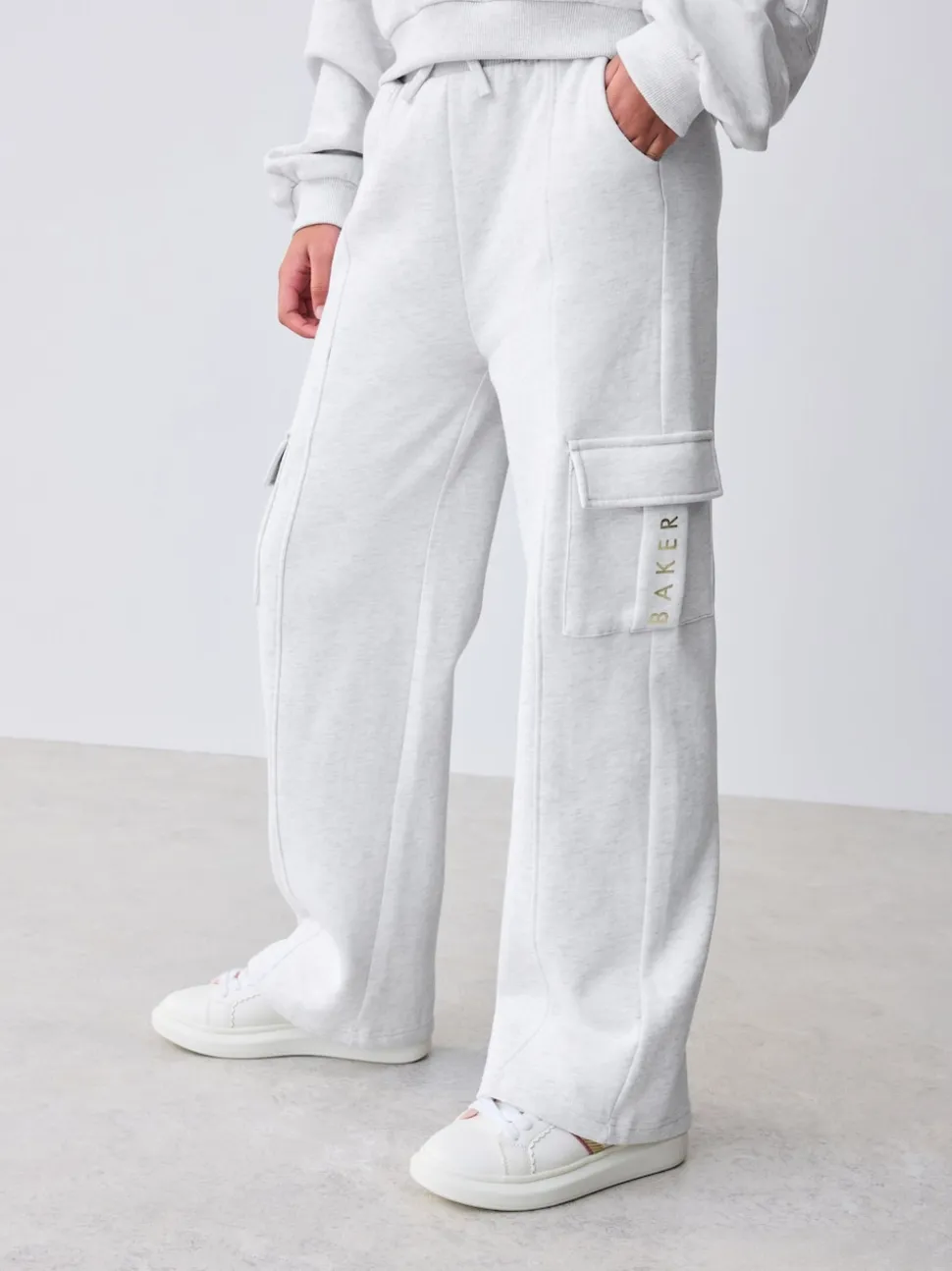 Baker by Ted Baker 2 Piece Grey Marl Graphic Hoodie & Cargo Joggers Set