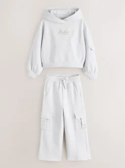 Baker by Ted Baker 2 Piece Grey Marl Graphic Hoodie & Cargo Joggers Set