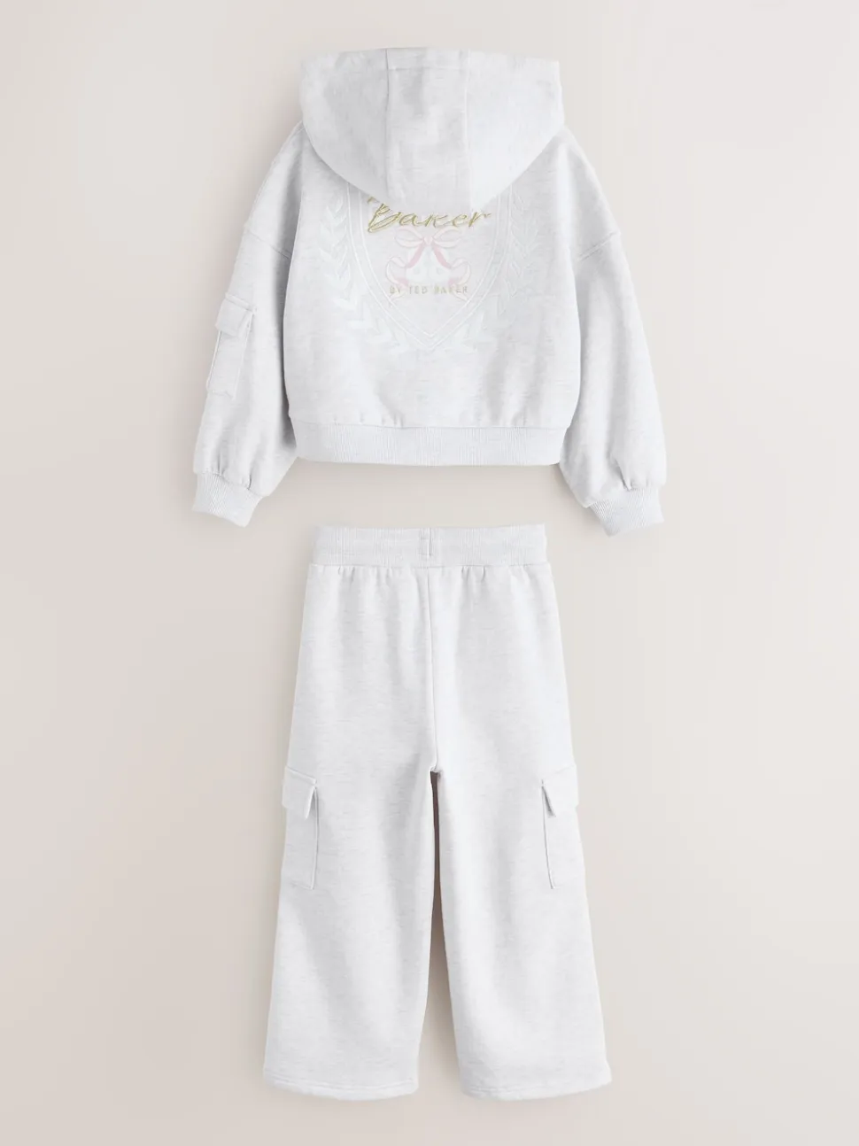 Baker by Ted Baker 2 Piece Grey Marl Graphic Hoodie & Cargo Joggers Set