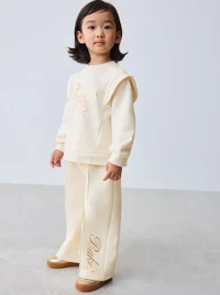 Baker by Ted Baker 2 Piece Cream Sweat & Pintuck Wide Leg Jogger Set