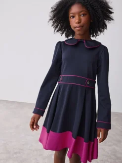 Baker by Ted Baker Bow Collar Pleated Ponte Dress